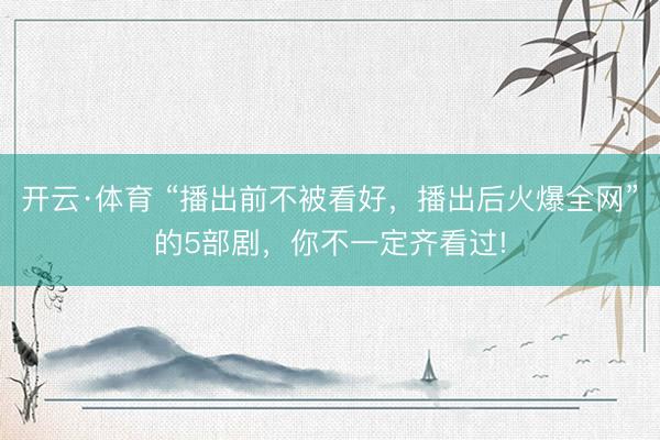 开云·体育 “播出前不被看好,播出后火爆全网”的5部剧,你不一定齐看过!