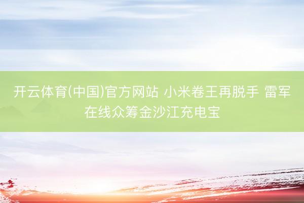 开云体育(中国)官方网站 小米卷王再脱手 雷军在线众筹金沙江充电宝