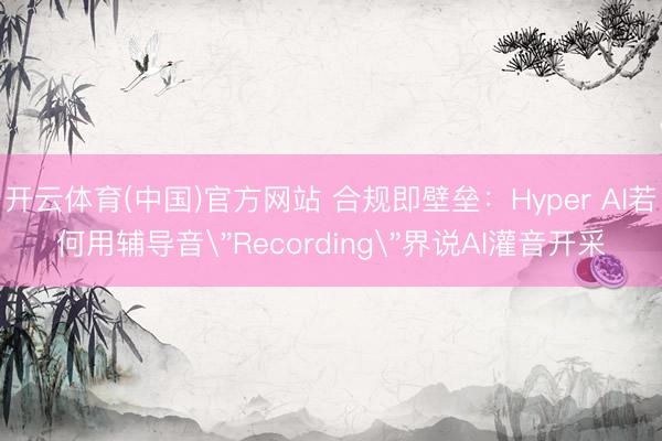 开云体育(中国)官方网站 合规即壁垒：Hyper AI若何用辅导音