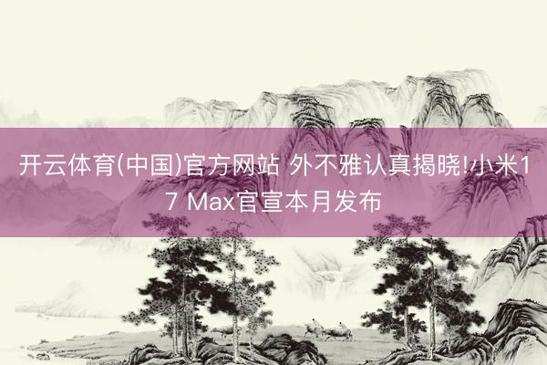 开云体育(中国)官方网站 外不雅认真揭晓!小米17 Max官宣本月发布
