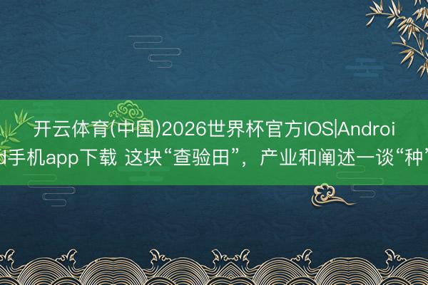 开云体育(中国)2026世界杯官方IOS|Android手机app下载 这块“查验田”，产业和阐述一谈“种”