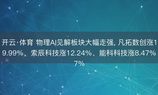 开云·体育 物理AI见解板块大幅走强， 凡拓数创涨19.99%、索辰科技涨12.24%、能科科技涨8.47%