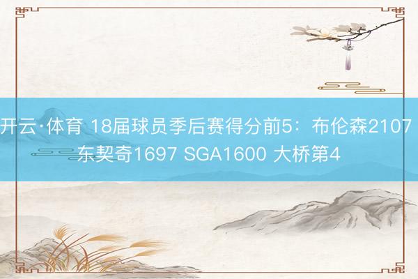 开云·体育 18届球员季后赛得分前5:布伦森2107 东契奇1697 SGA1600 大桥第4