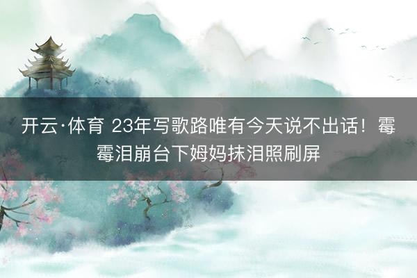 开云·体育 23年写歌路唯有今天说不出话！霉霉泪崩台下姆妈抹泪照刷屏