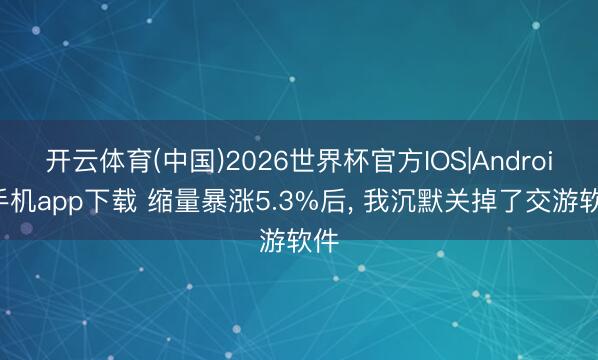 开云体育(中国)2026世界杯官方IOS|Android手机app下载 缩量暴涨5.3%后, 我沉默关掉了交游软件