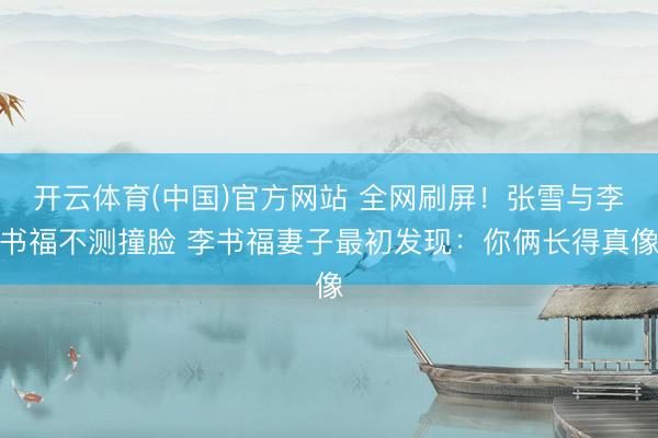开云体育(中国)官方网站 全网刷屏！张雪与李书福不测撞脸 李书福妻子最初发现：你俩长得真像